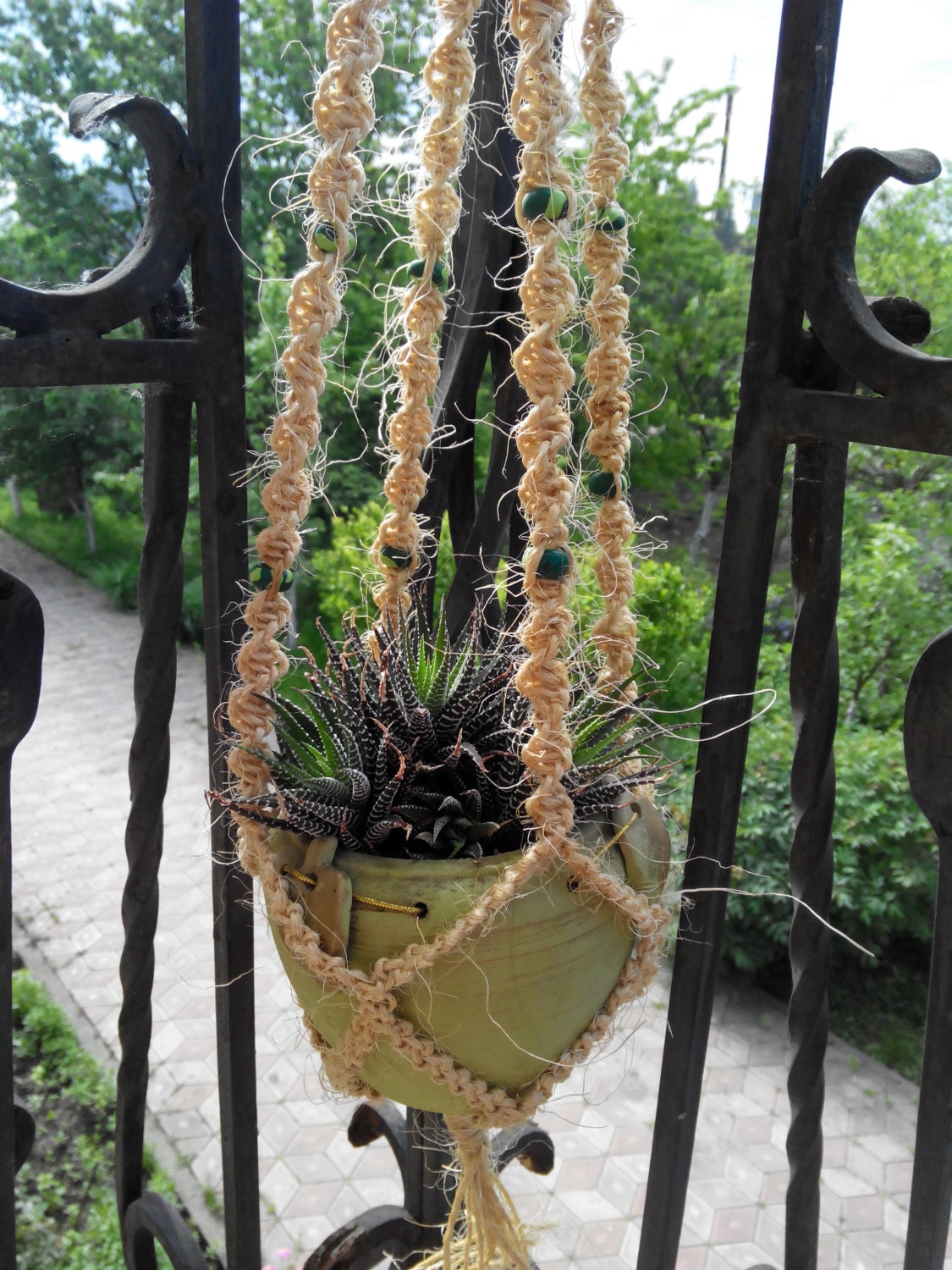 Macrame Plant Hanger Indoor Outdoor Suspension by PolymeRose