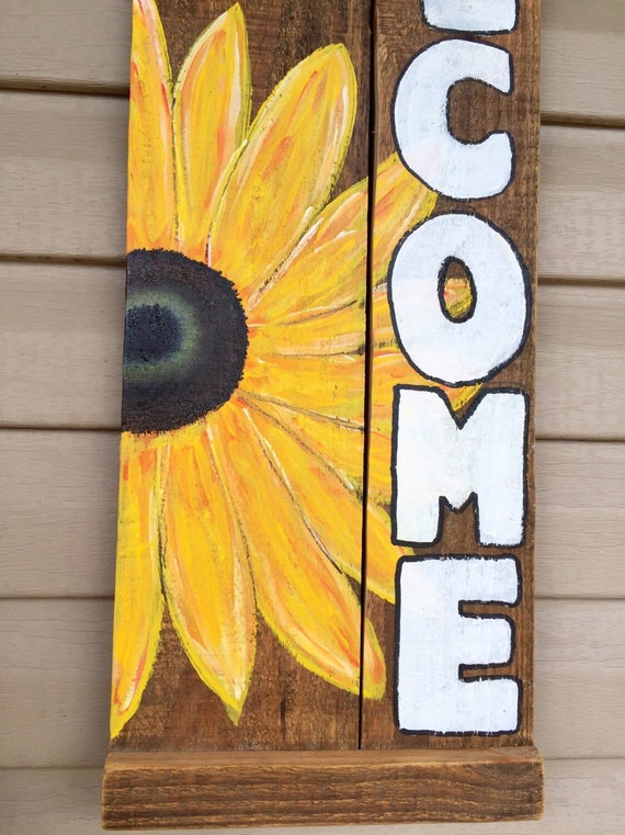 Sunflower Welcome Sign Pallet Wood Sign Sunflower Sign