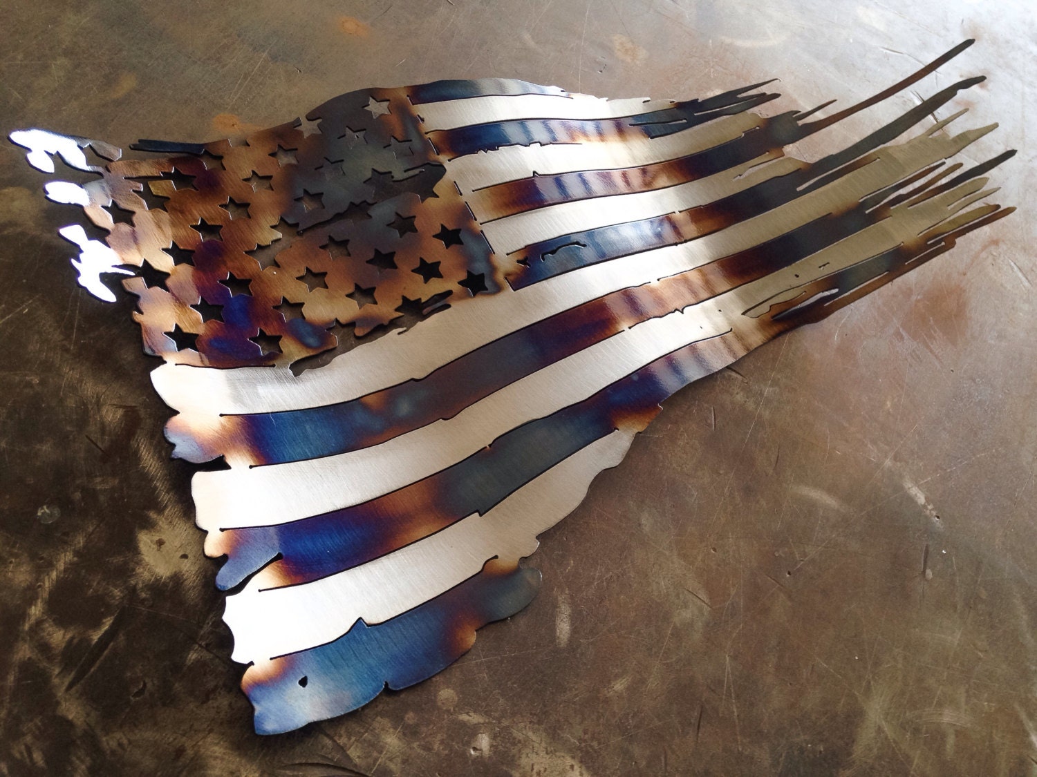 All steel torched American flag