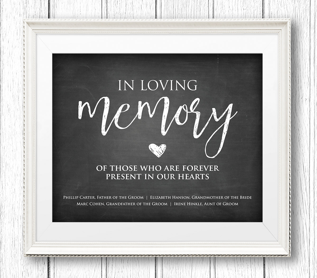 In Loving Memory Wedding Sign Instant Download Personalize Names Editable Text Rustic