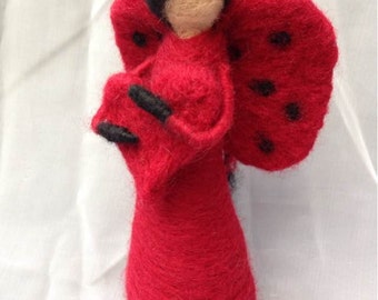 Lady Lovebug Waldorf/Steiner Needle Felted Wool Doll