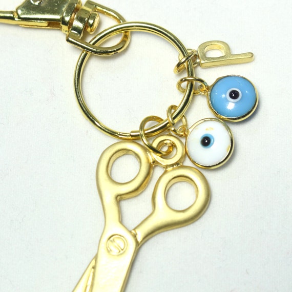 Scissors Keychain Scissors Charm Evil Eye by PersonalPoint on Etsy