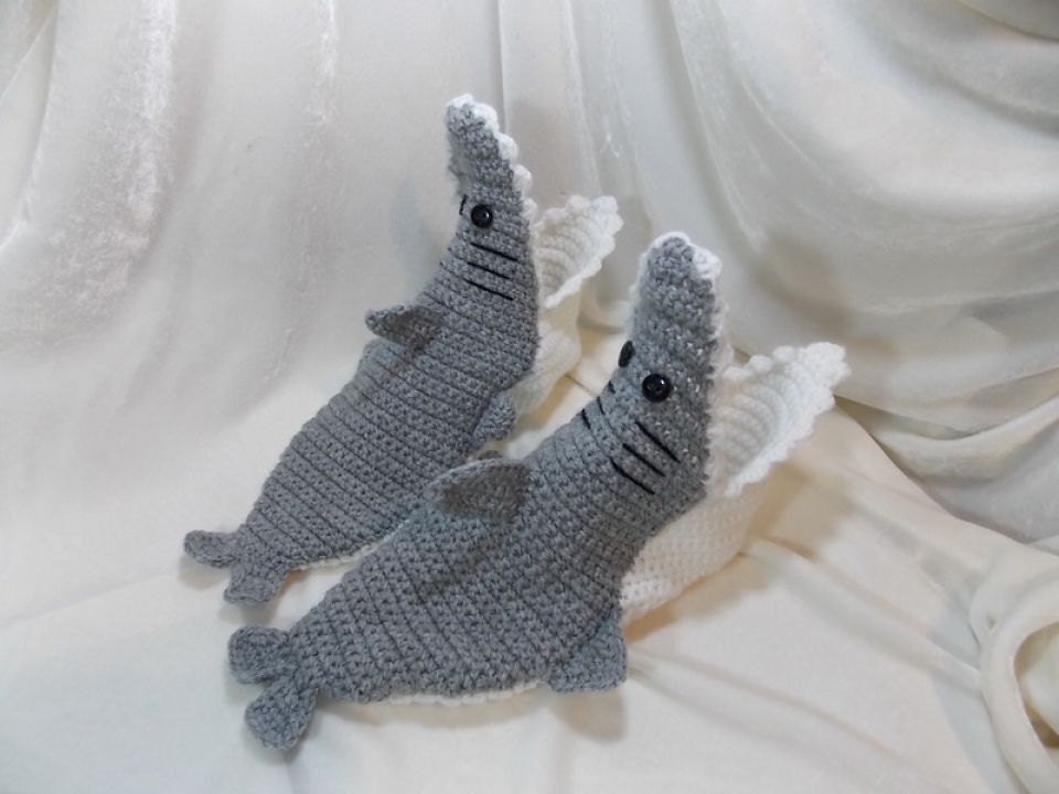 crocheted shark socksunisex socks crochetedhandmade socks