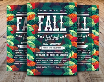 Fall Festival Flyer Template - Festival Flyer Template - MS Word & Adobe Photoshop Template - INSTANT DOWNLOAD