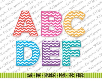 144-Upper and lower case Chevron SVG Letters Cutting files Silhouette Cameo/cricut svg dxf studio3 eps png files for vinyl wall decal