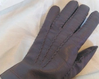 Vintage Mens Brown Leather Gloves, Brown Gloves, Leather Gloves, Winter Gloves