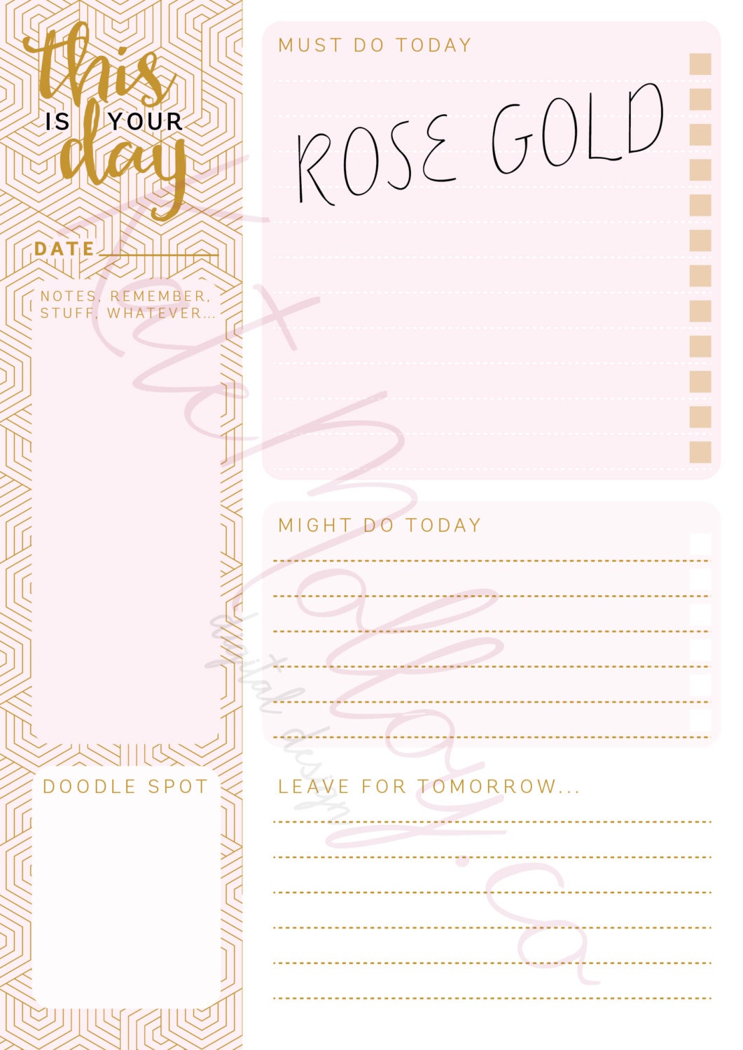 Printable daily planner printable A5 to do list rose gold Printable daily planner printable A5 to do list rose gold