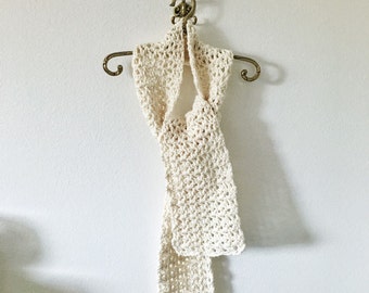 Cream crocheted scarf