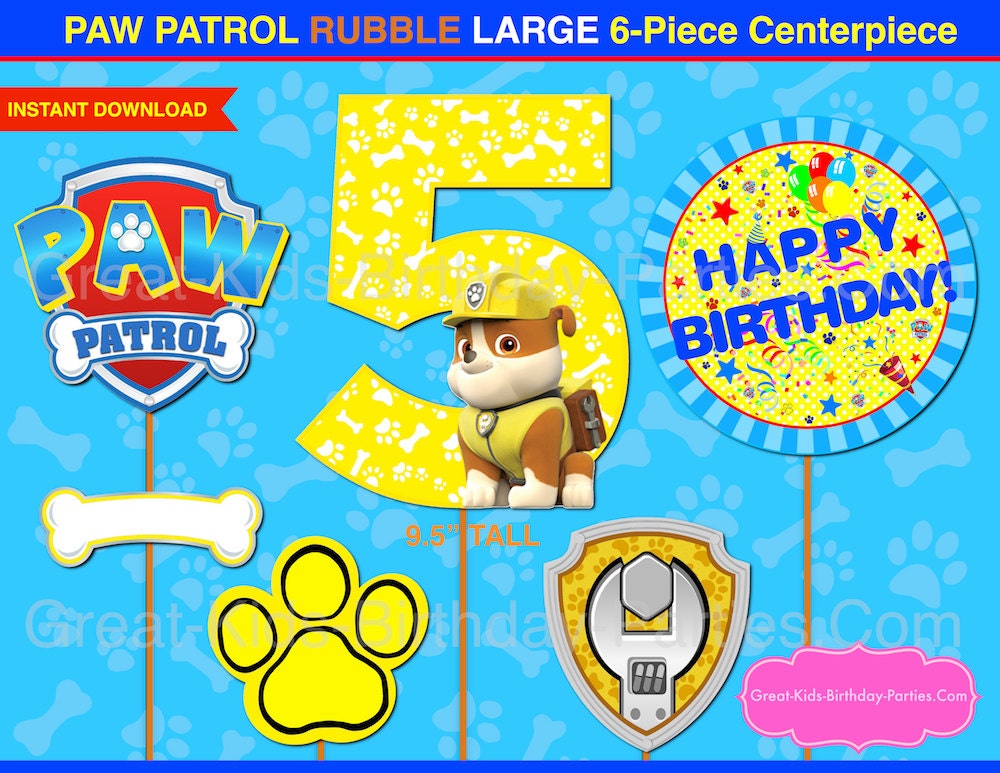 Paw Patrol Centerpiece Number 5 Zuma Paw Patrol Printable Etsy Images