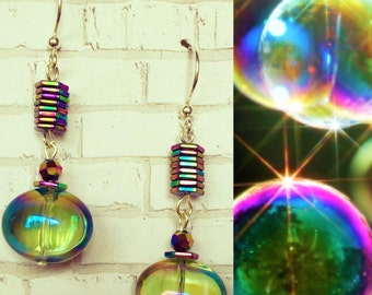 Iridescent Soap Bubble Earrings