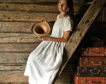 White Linen Maxi Dress, Long linen dress, plus size maxi dress with sleeves, white beach dress, plus size dress, white linen dress, xl