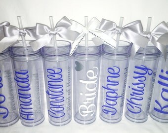 Custom tumbler, personalized tumbler, bridesmade, bachelorette party, bridesmaid tumbler, team gift, personalized bottle with straw, bridal