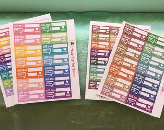 Planner Stickers - Bill Due Stickers, mini bill due stickers, glitter stickers