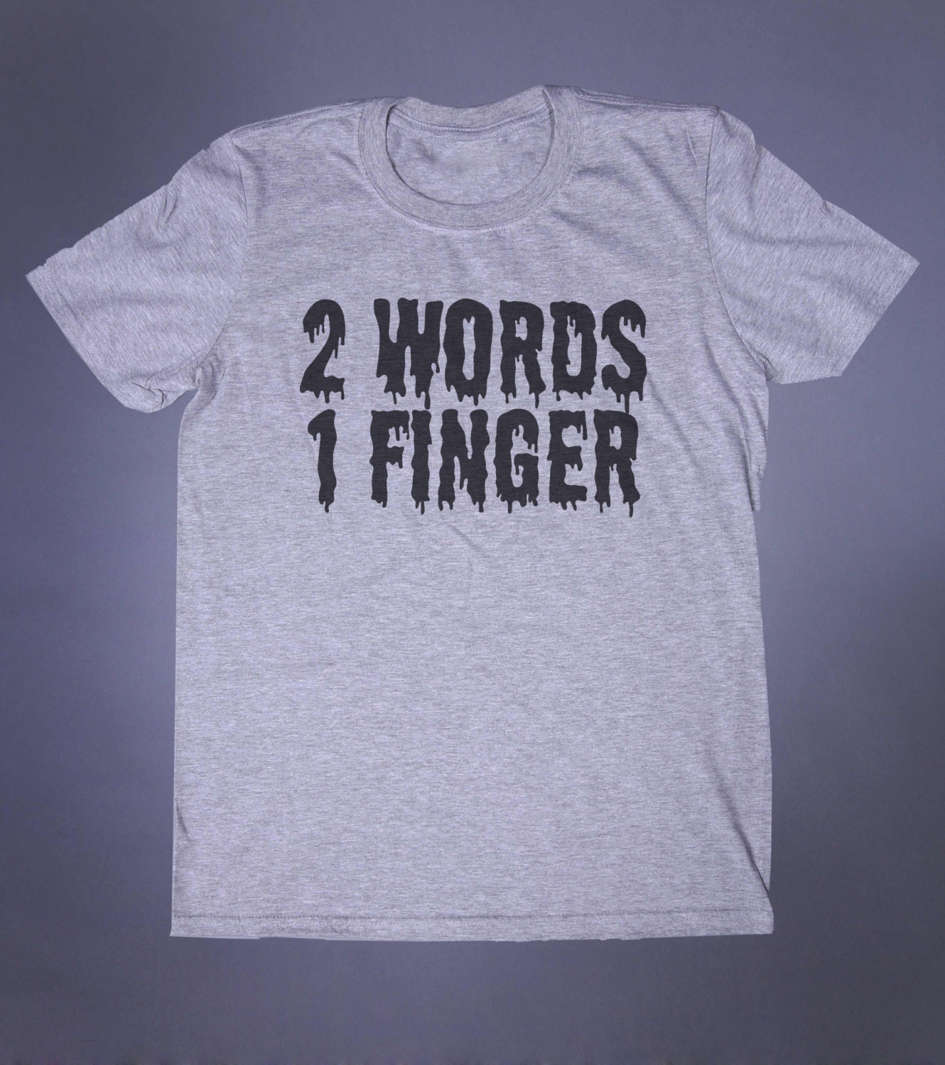 2 Words 1 Finger Slogan Tee Middle Finger Grunge by ...