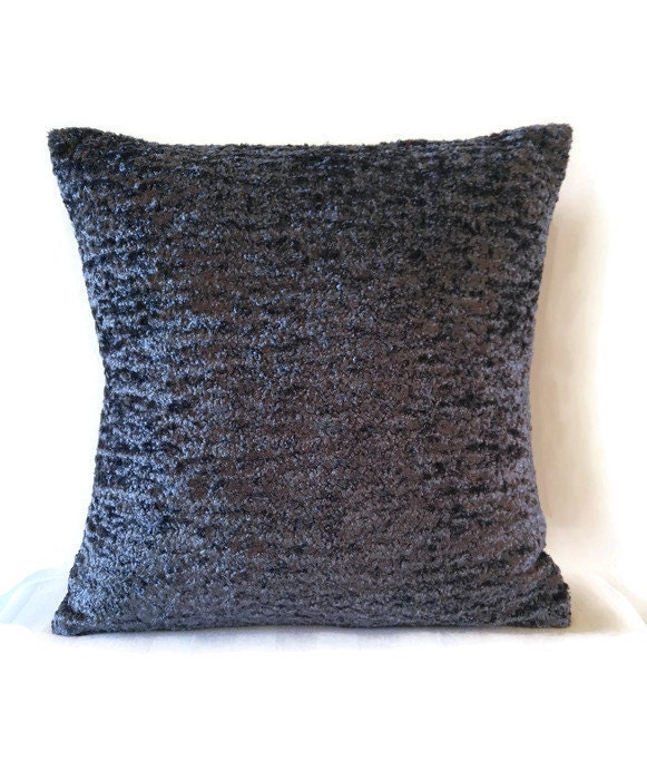 Grey textured throw pillow cover / charcoal plush type accent