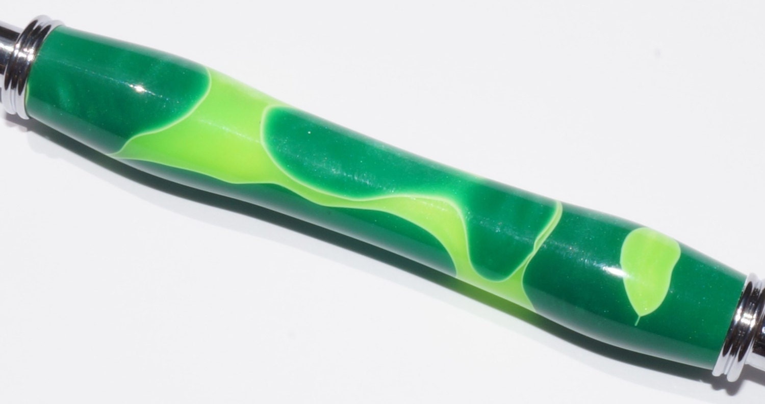 Acrylic Seam Ripper Light and Dark Green SWIRL Hand turned, Sanded