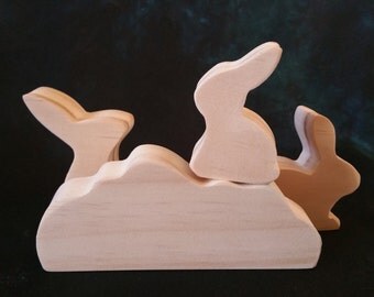 Bunnies and a Bush Set of 3 - 002