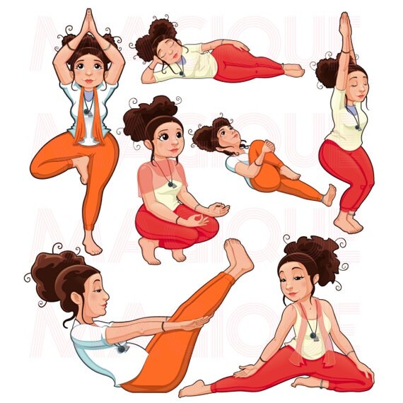 items-similar-to-yoga-clipart-yoga-girl-yoga-stickers-exercise