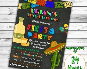 Fiesta Birthday Invitation, 30th Birthday Fiesta Invitation, 21st Birthday Fiesta Invitation, 50th Birthday Fiesta Invitation, Mexican Party