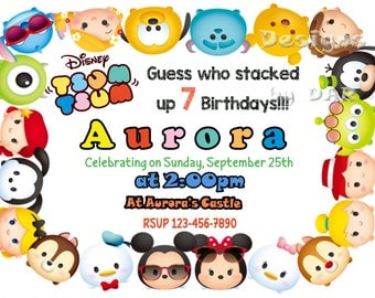 TSUM TSUM INVITATION, Tsum Tsum, tsum tsum birthday, tsum party, tsum tsum