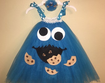 Cookie Monster Inspired Tutu Dress Plus Matching Headband.