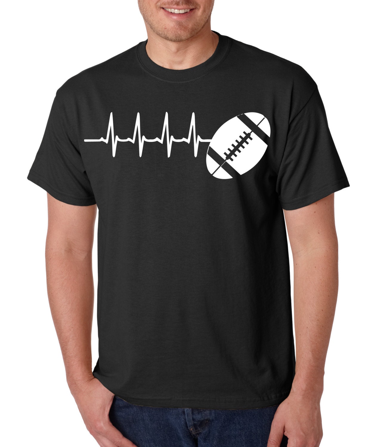 Football Heart Beat T-Shirts Football lovers Tshirts