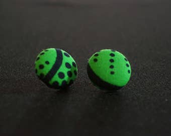 African Fabric button earrings - (Nickel-free)