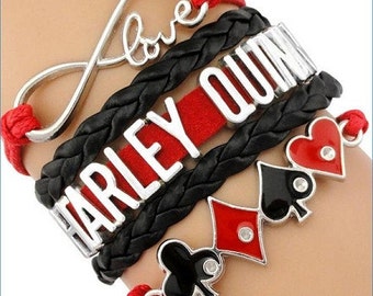 Harley Quinn Bracelet Poker Heart Spade Club Charm