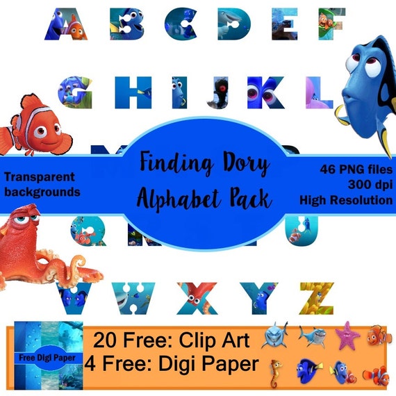 Finding Dory Alphabet Clip Art Scrapbook set Dory Digital