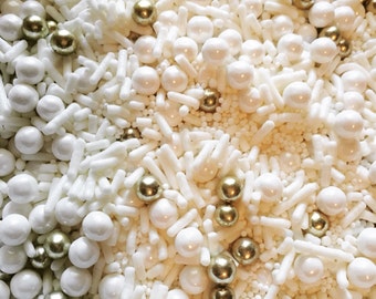 Sprinkles - I Do - Gold - Wedding Sprinkle Mix- cake, cookie, cupcake wedding decorations, sprinkle blend, gold, dragees