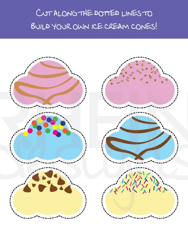 Printable Ice Cream Cut Outs for Kids from TheNerdyPanda on Etsy Studio