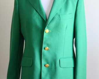 1970s Kelly Green Blazer With Gold Buttons // Vintage Women's Blazer