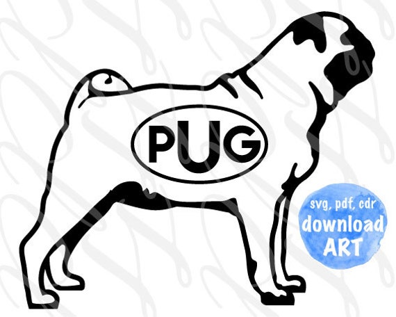 Download Pug Dog Oval Monogram SVG PDF Vector Art by ...