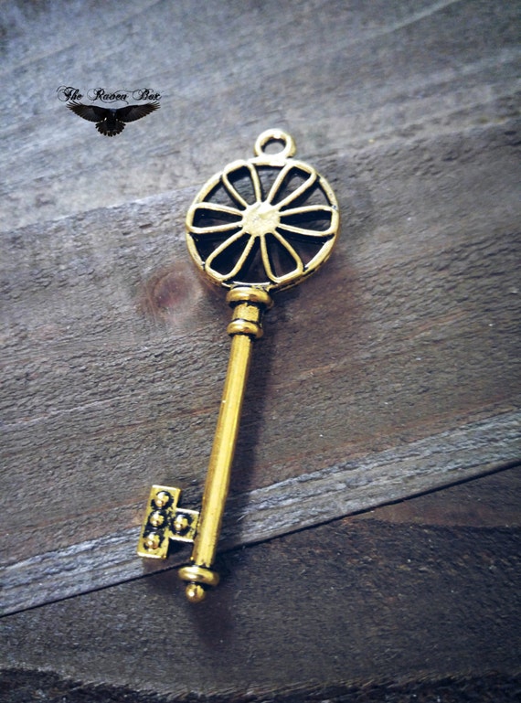 Large Skeleton Key Antiqued Gold Skeleton Key Floral Skeleton
