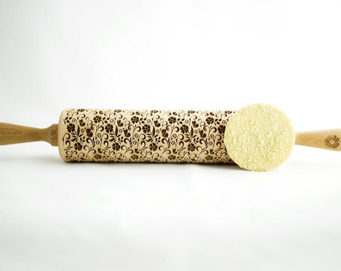 FLOWERS rolling pin, embossing rolling pin, engraved rolling pin for a gift, gift ideas, gifts, unique, autumn, wedding