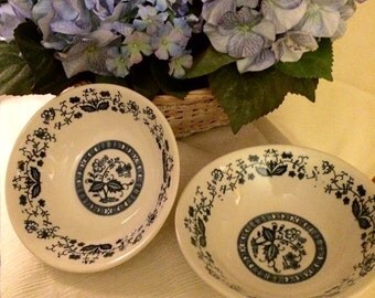 2 vintage blue onion cereal bowls- japan