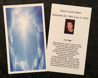 Customized Funeral Memorial Prayer Card