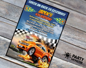 Hot Wheels invitation, Hot Wheels Birthday, Hot Wheels Party, 5x7 invite, DIY, Hot Wheels, Race Invitation, Race car