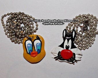 Collana in Fimo 'Titti e il Gatto Silvestro'