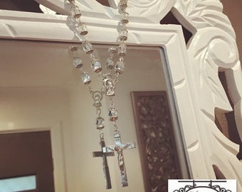 Rosary Beads / Car Rosary Beads / Hanging Rosary Beads / Black Rosary Beads / Clear Rosary Beads / Crystal Rosary Beads / Prayer Beads
