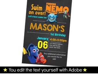 Finding Nemo Invitation - Finding Nemo Birthday Invitation - Printable birthday party invite - INSTANT PDF DOWNLOAD
