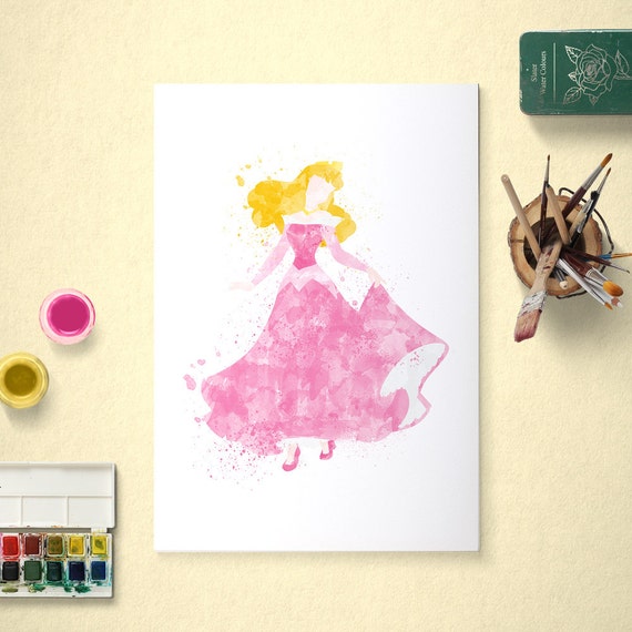 Aurora, Disney Princess, Sleeping Beauty Poster, Watercolour Art, Printable Instant Download Il_570xn