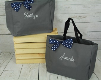 5 Personalized Bridesmaids Gift Tote Bags Monogrammed Tote, Bridesmaids Tote, Personalized Tote Wedding Bag, Bridesmaid Gift Bags