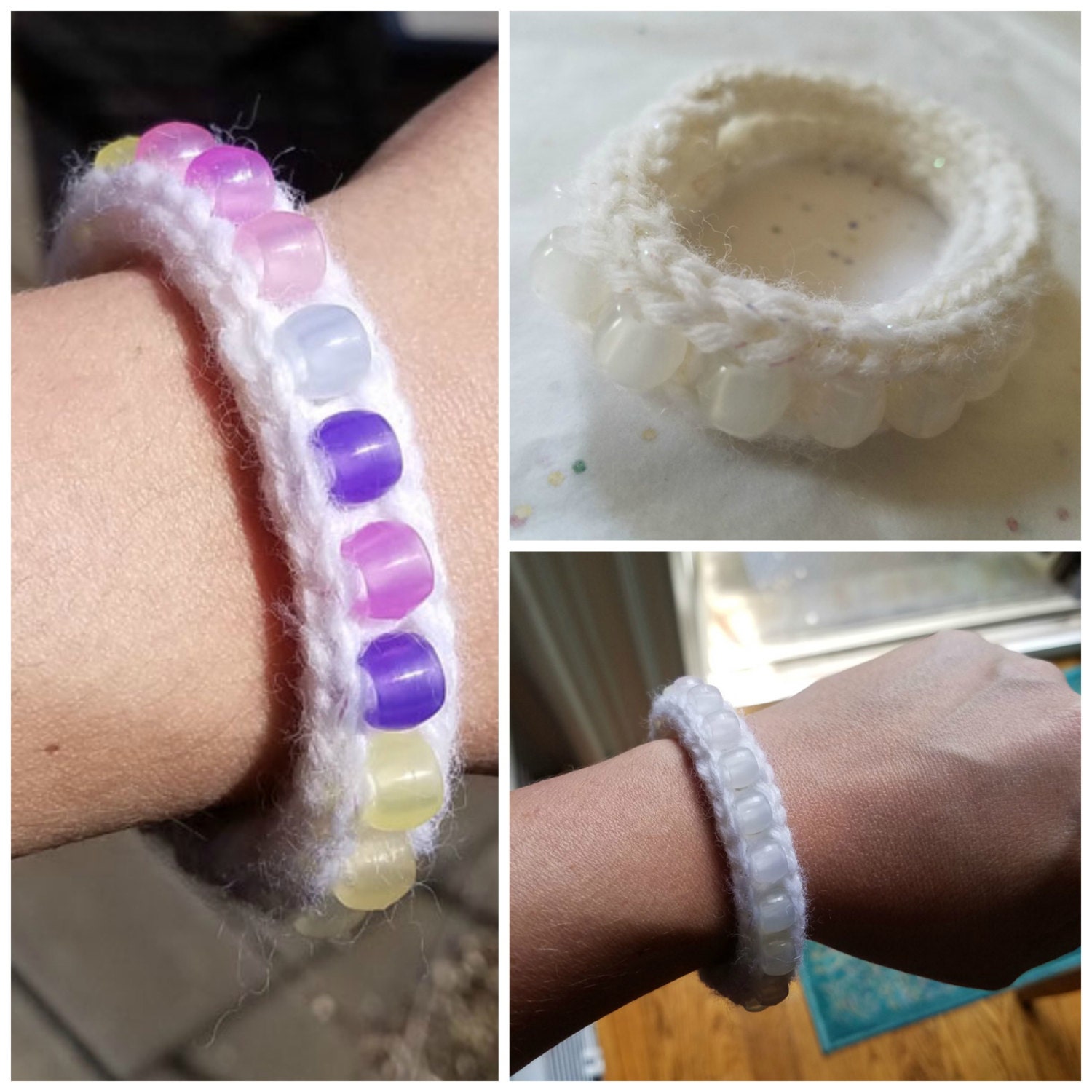 Knit Bracelet with UVSensitive Beads