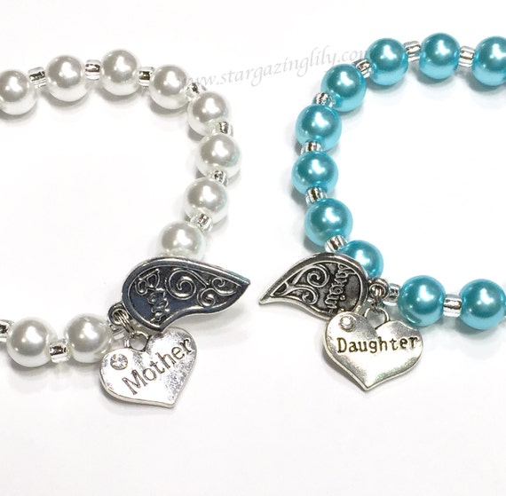 Mother Daughter Bracelet Set. Best Friend Charm Bracelet Set.