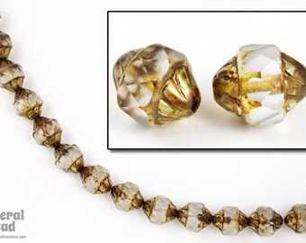 8mm x 10mm Crystal/Picasso Luster Turbine Bead (4 Pcs) #GCZ004