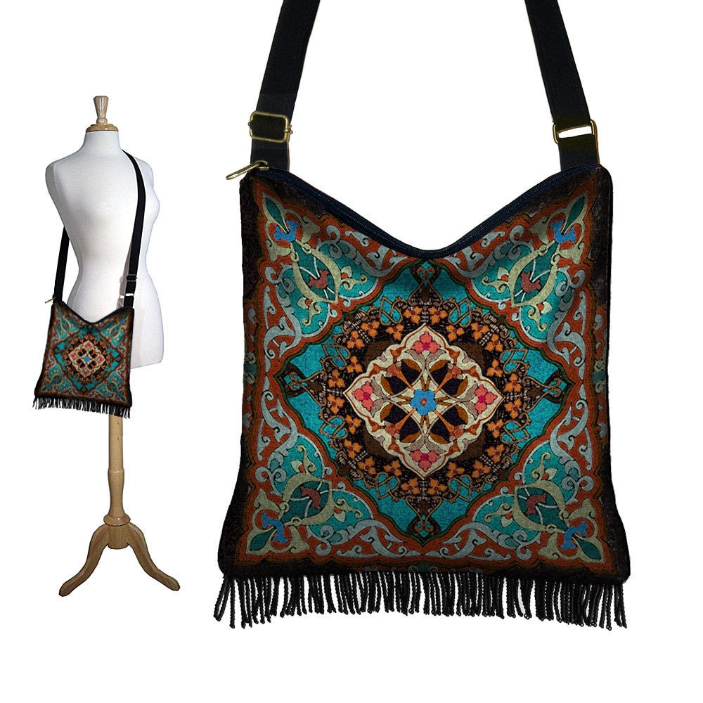 Bohemian Hippie Bag Hobo Purse Crossbody Bag by janinekingdesigns