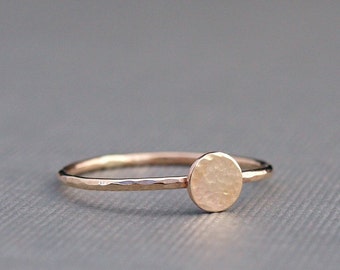 Tiny Gold Ring , Hammered Gold Circle Ring , Simple Gold Ring