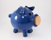 handmade blue piggy bank