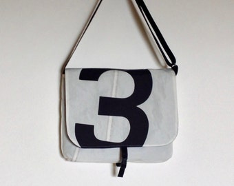 Recycled Sail Cloth Messenger Bag - Black Number 3